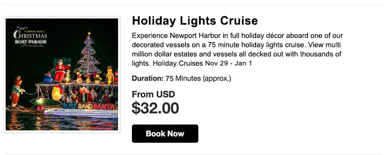 Newport Beach Boat Parade Holiday Light Cruises Landing Tickets